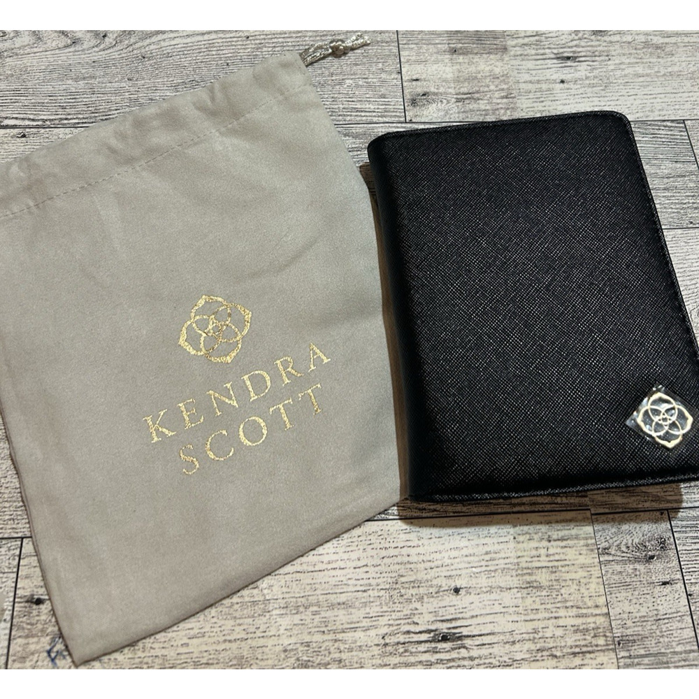 Kendra Scott Passport Holder black multi pocketed NEW with bag logo